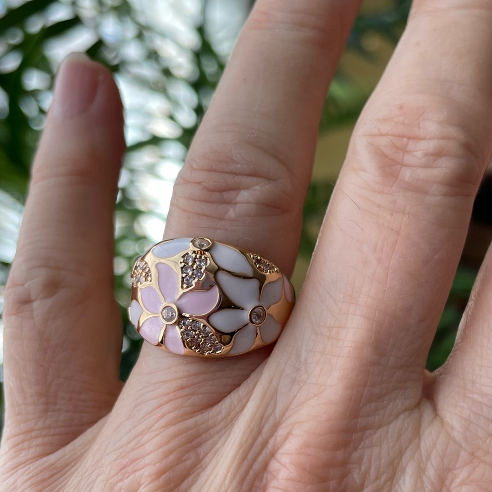 Piper K Floral Enamel Gold Plated Ring - Picture 7 of 7